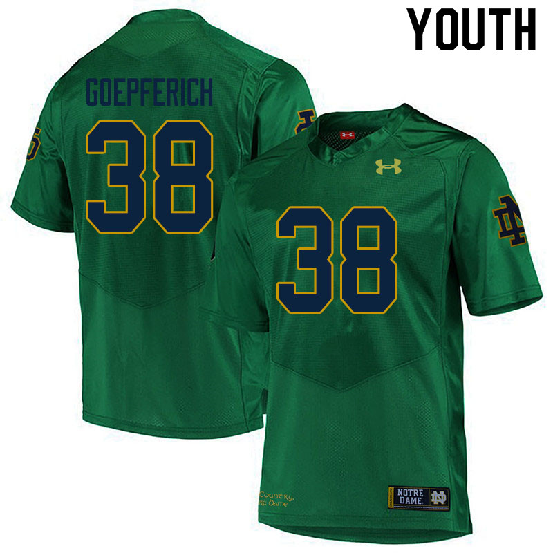 Youth #38 Dawson Goepferich Notre Dame Fighting Irish College Football Jerseys Sale-Green